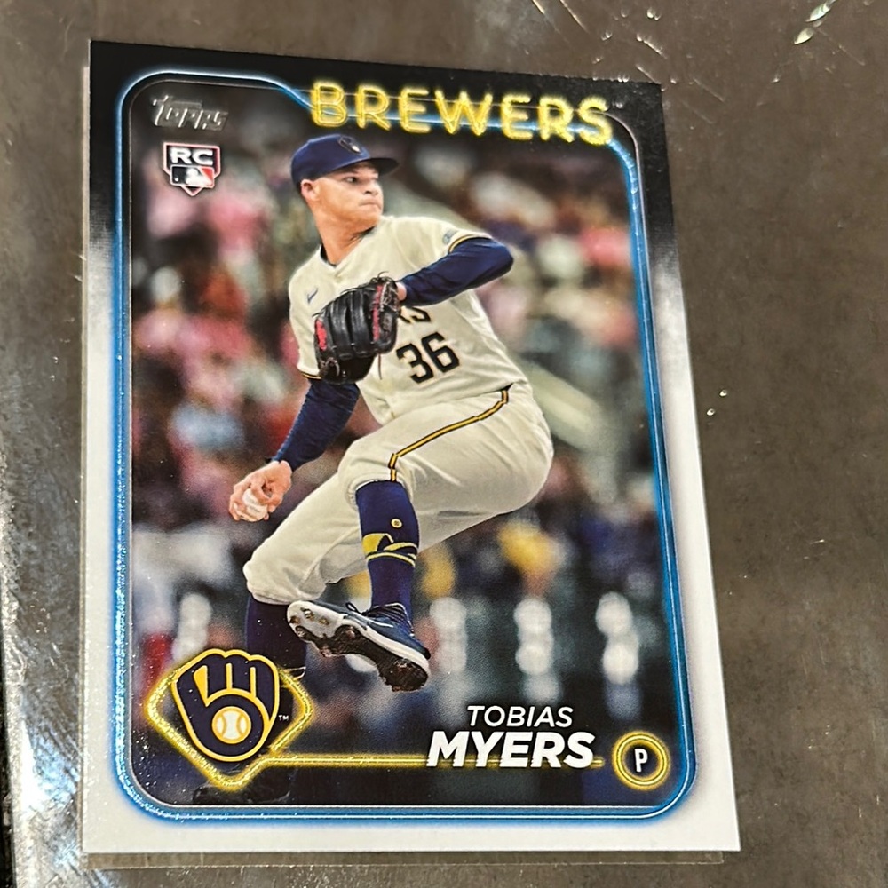 Topps Brewers Tobias Myers Rookie Card with Blue and Gold Accents